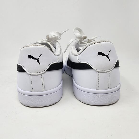 Puma Sneakers Men 10.5 Smash V2 White Leather Black Stripe Low Top 365215-01 - Picture 5 of 11
